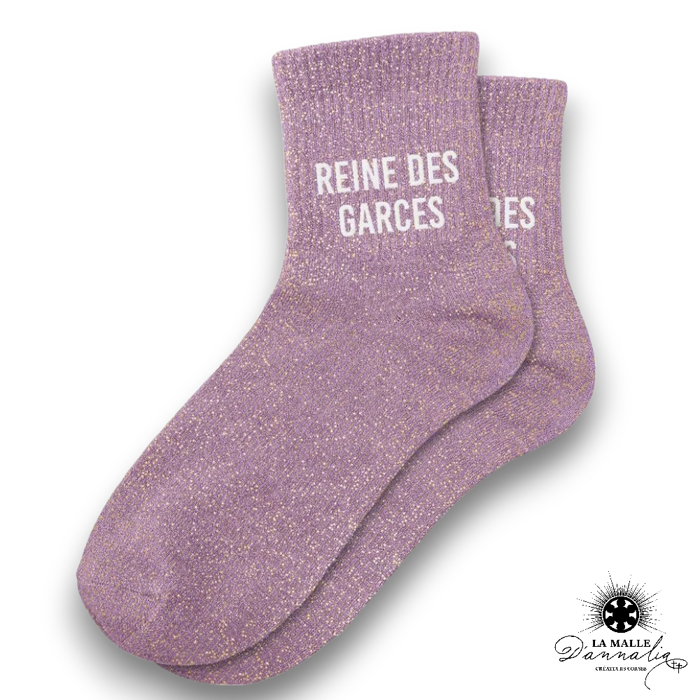 Chaussettes à paillettes message rigolo mode La Malle d'Annalia Bastia Corse
