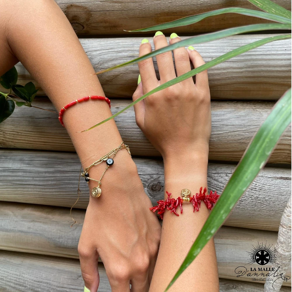 corail bracelet douille oeil acier inoxydable lamalledanalia