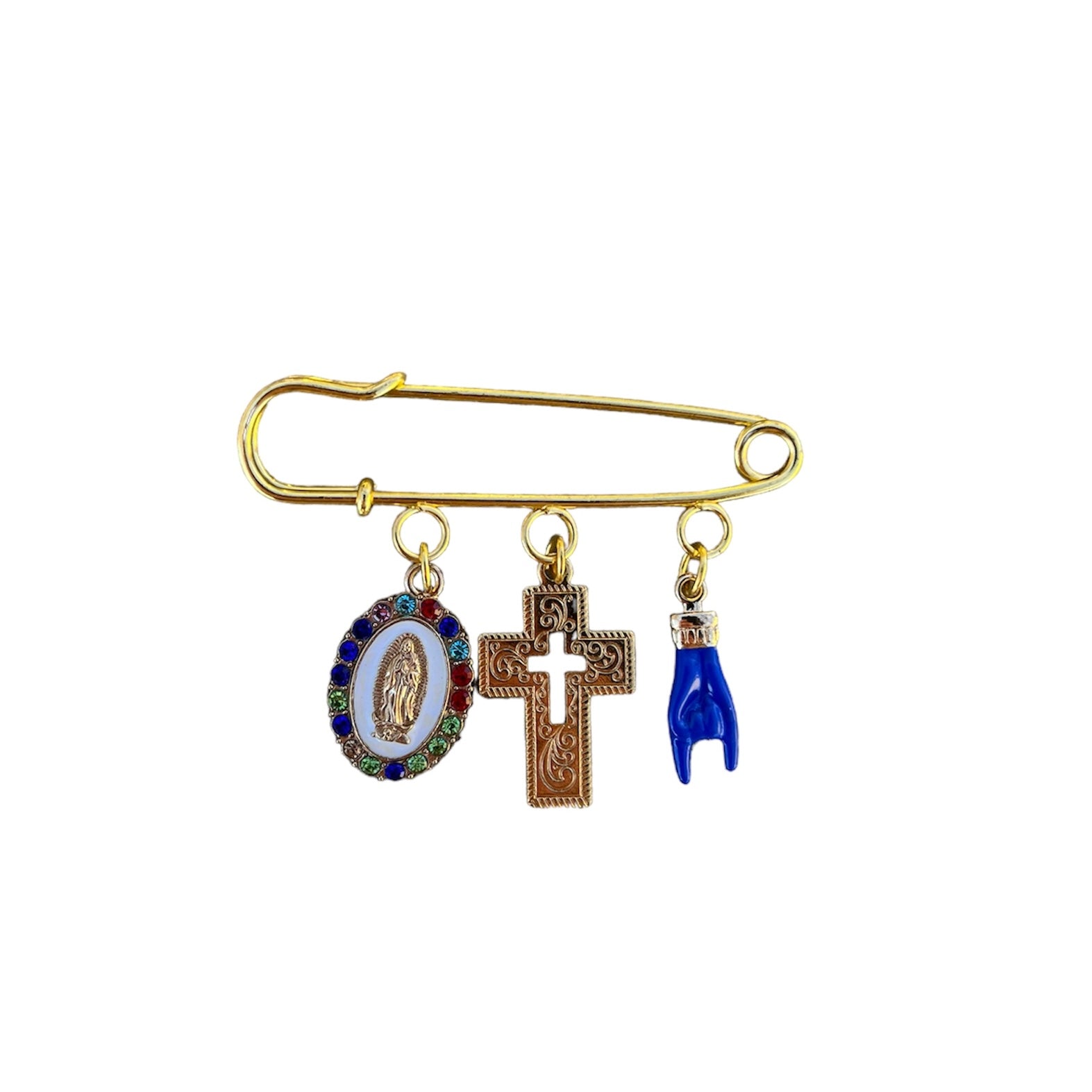 Broche Fantaisie avec Breloques Corne Protection