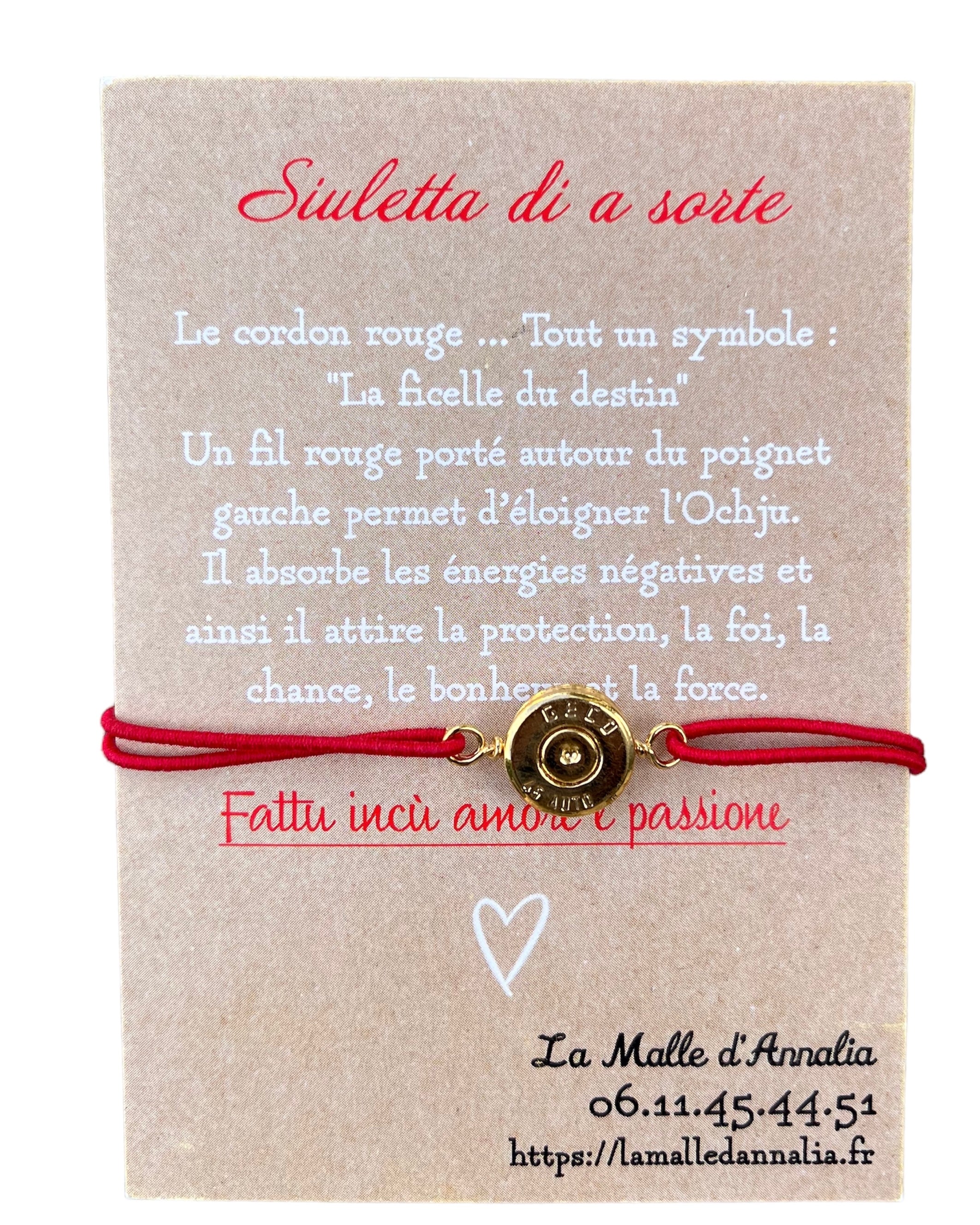 Bracelet Fil Rouge Douille 9mm Plaquée Or ou Argent - Protection et Upcycling - Ajustable - Fait Main