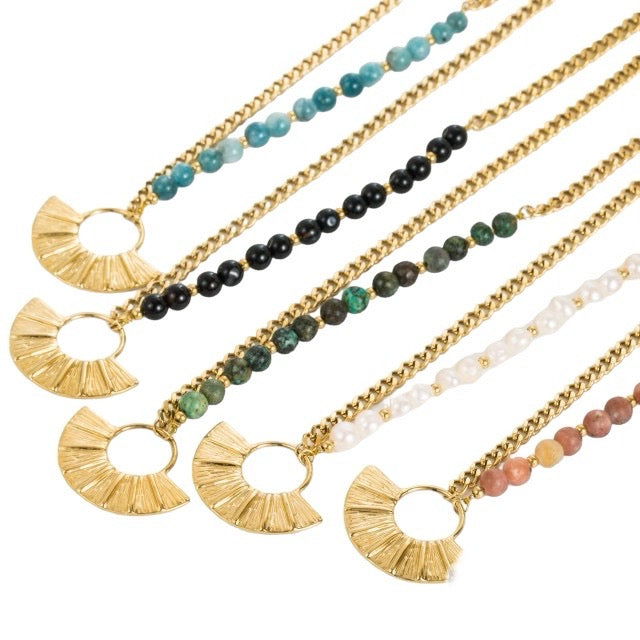 Collier Pierre Naturelle et Acier Inoxydable
