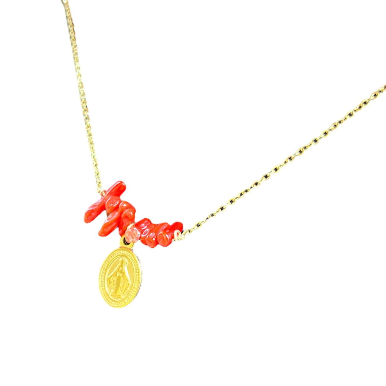 Collier corail et acier