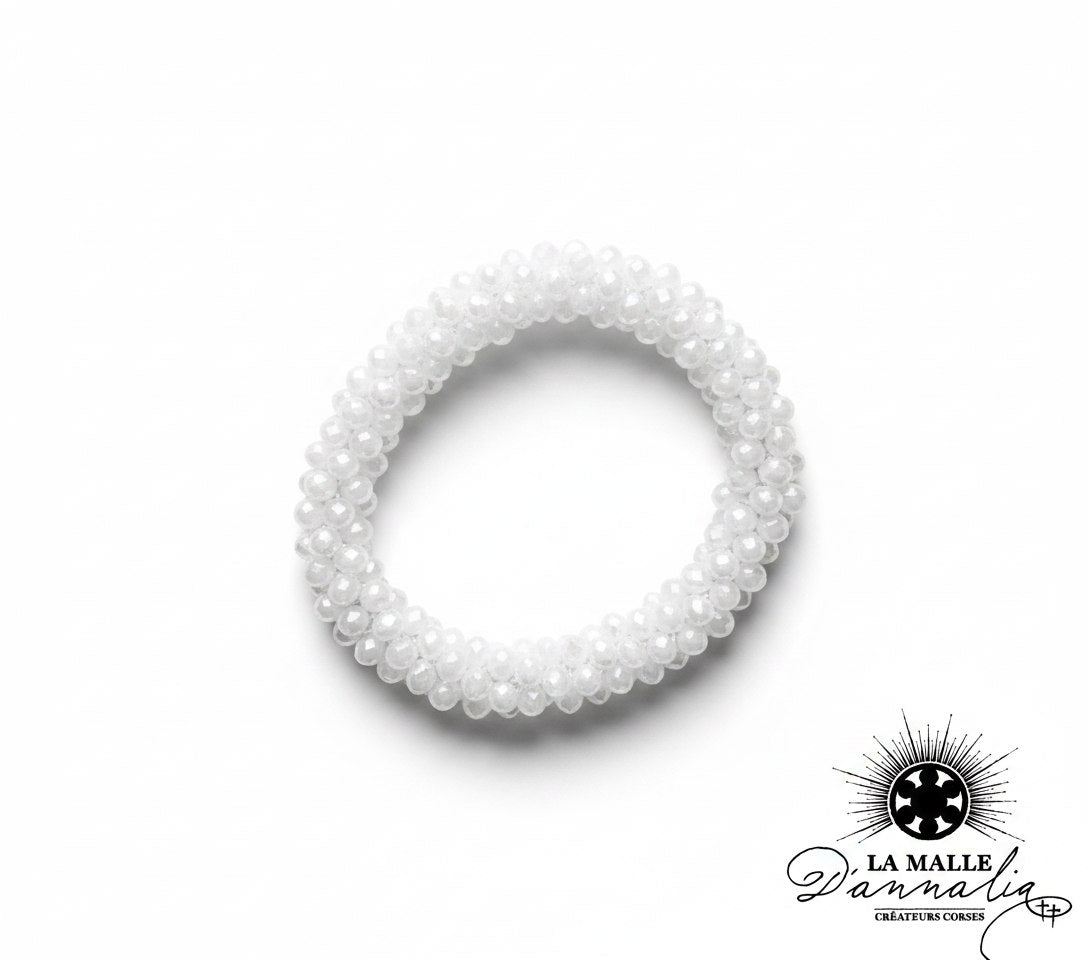 bracelet perles blanches facettées lamalledannalia