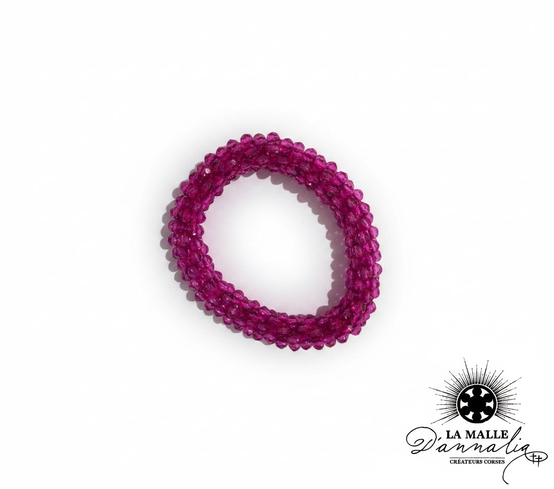 Bracelet épais en perles fuchsia transparente lamalledannalia