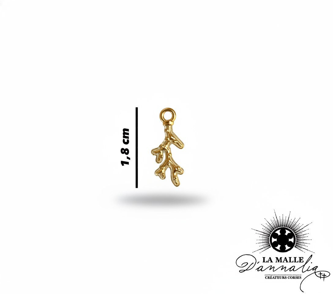Petit pendentif doré représentant une branche de corail lamalledannalia