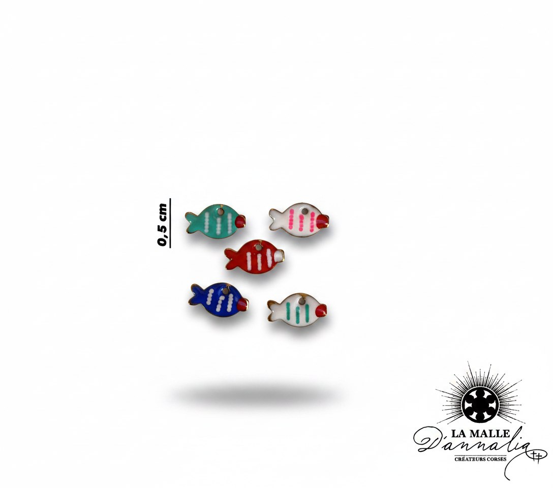 charms breloques émail poisson 0,5cm colorées lamalledannalia