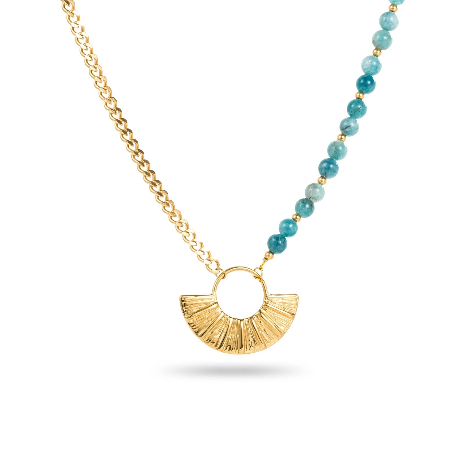 Collier Pierre Naturelle et Acier Inoxydable