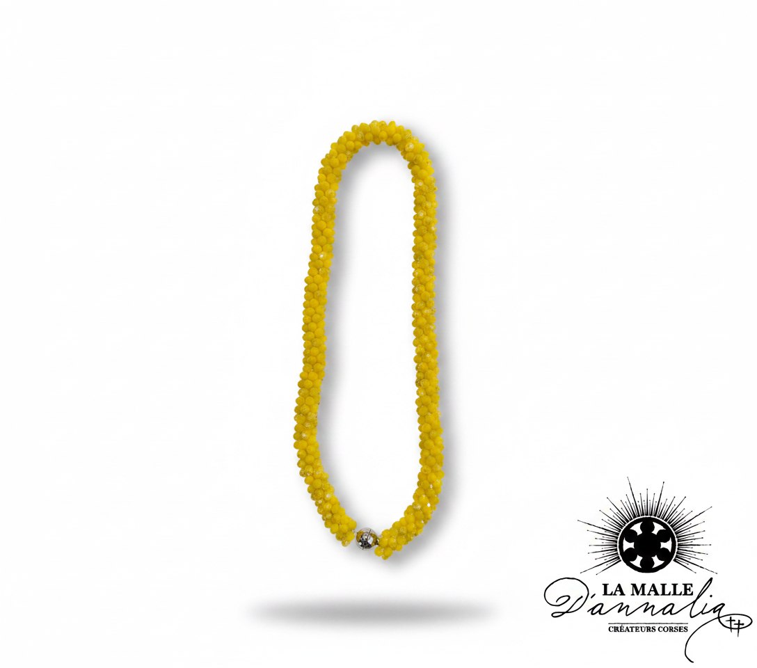 Collier en cristal à facettes doré torsa dé avec fermoir rond argenté – La Malle d'Annalia