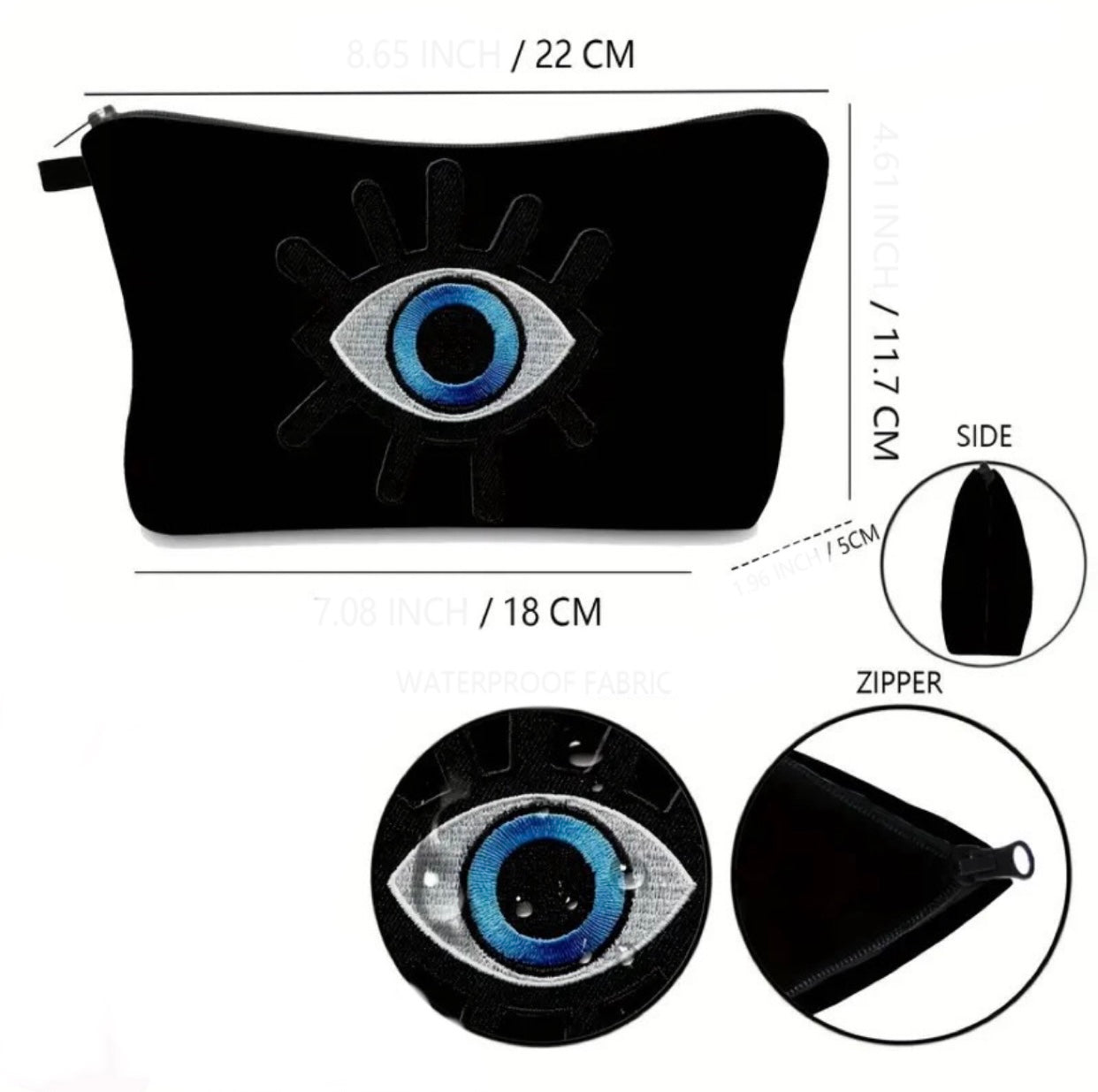 Pochette Noire "Œil Protecteur Bleu" : organisateur branché protecteur