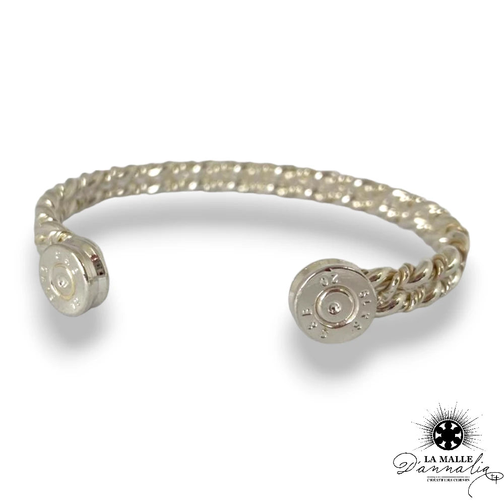 Jonc Bracelet Torsadé lamalledannalia-Double-Plaque-Argent-Douilles-9mm