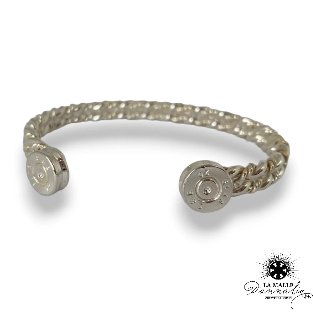 Jonc Bracelet Torsadé lamalledannalia-Double-Plaque-Argent-Douilles-9mm