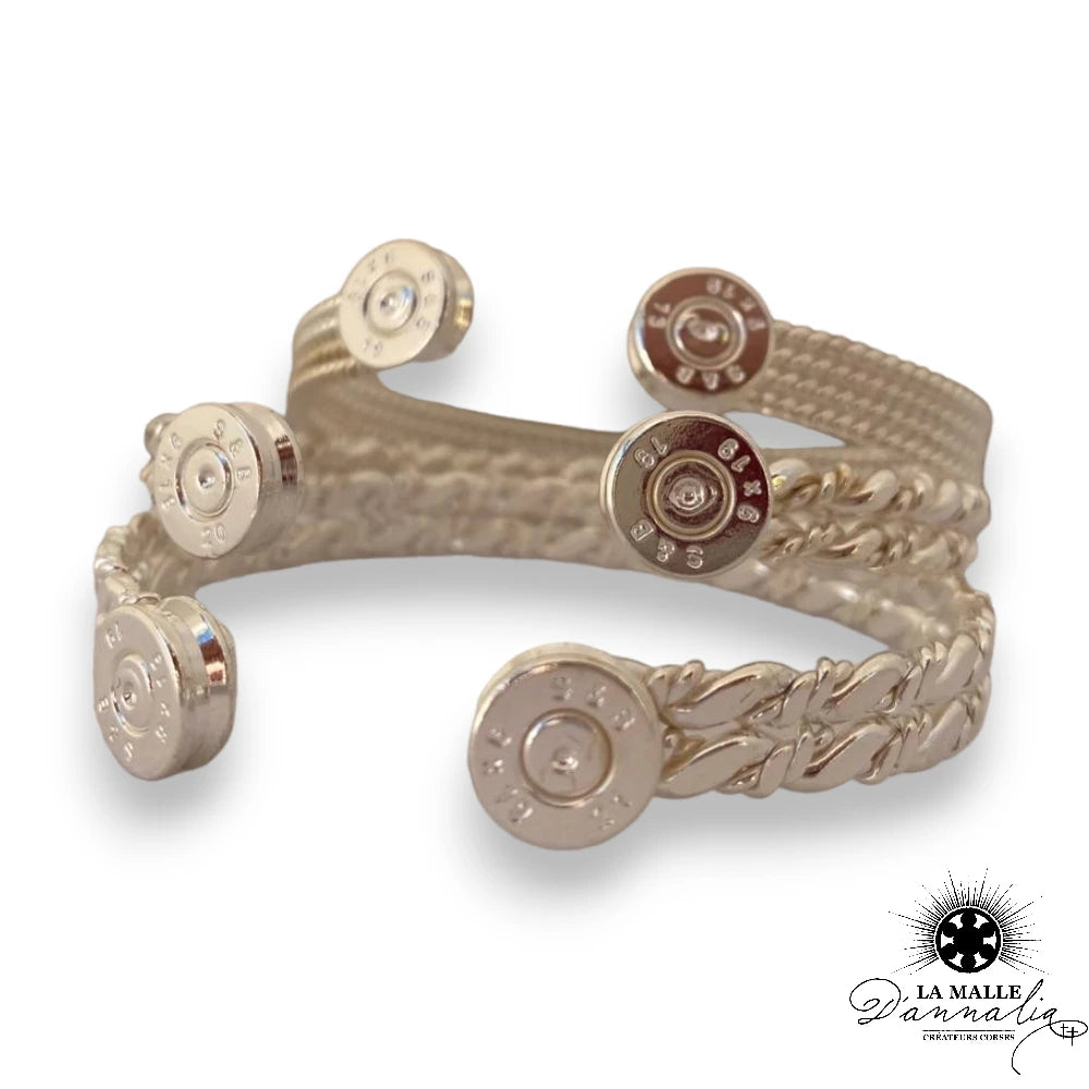 Jonc Bracelet Torsadé lamalledannalia-Double-Plaque-Argent-Douilles-9mm