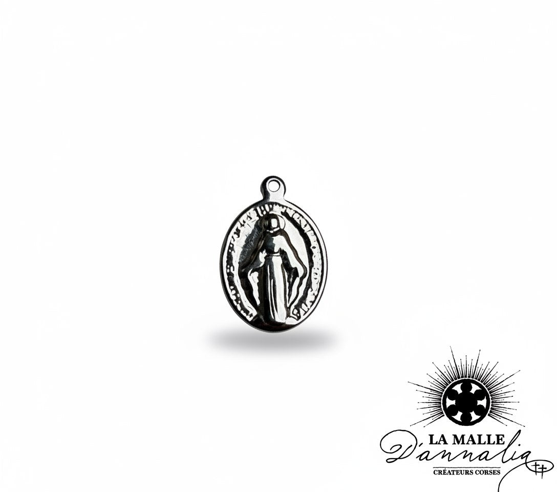 breloque médaille miraculeuse ovale argentée Vierge Marie talisman protection La Malle d'Annalia