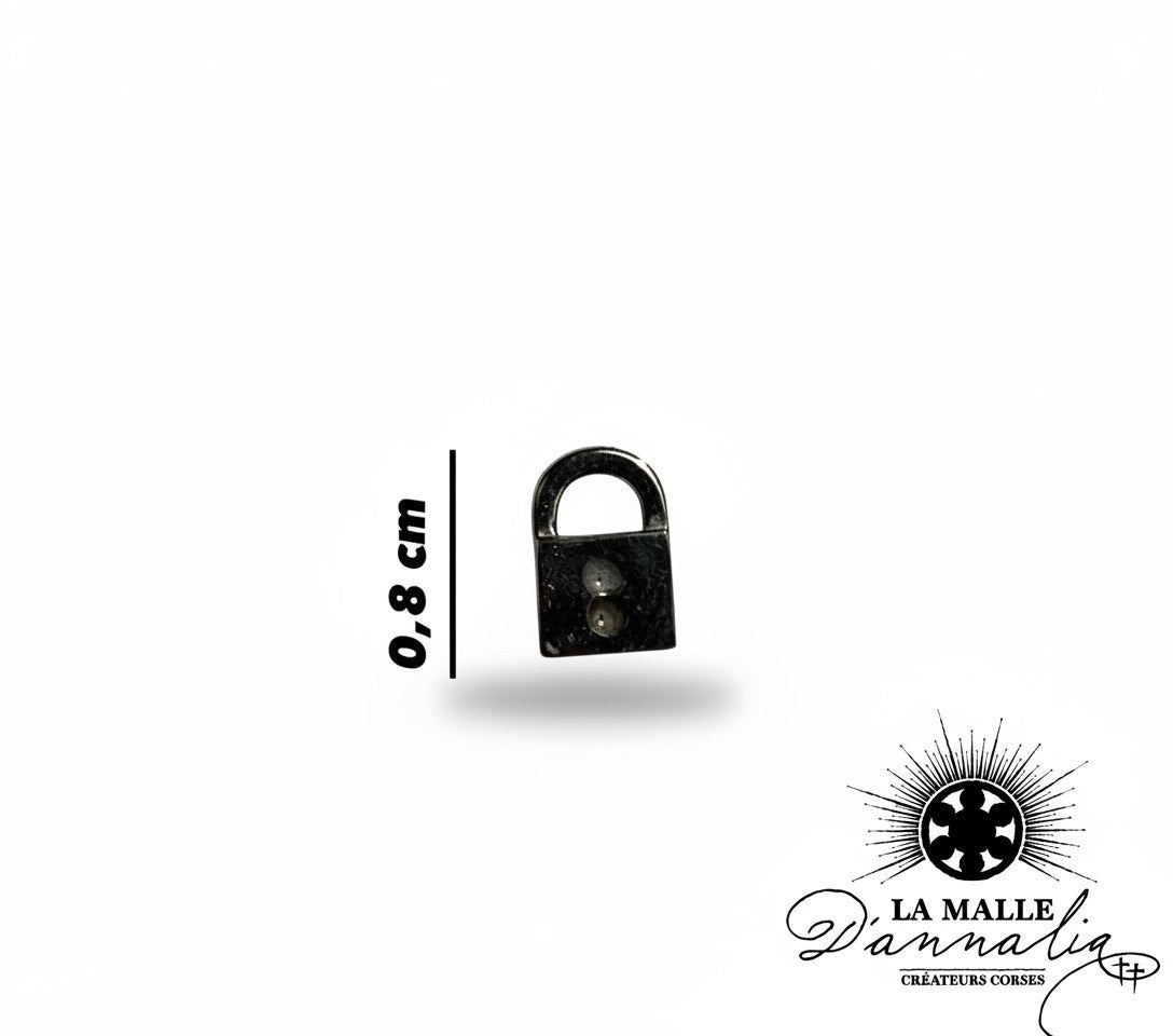 Breloque petit cadenas argenté pour création de bijoux lamalledannalia