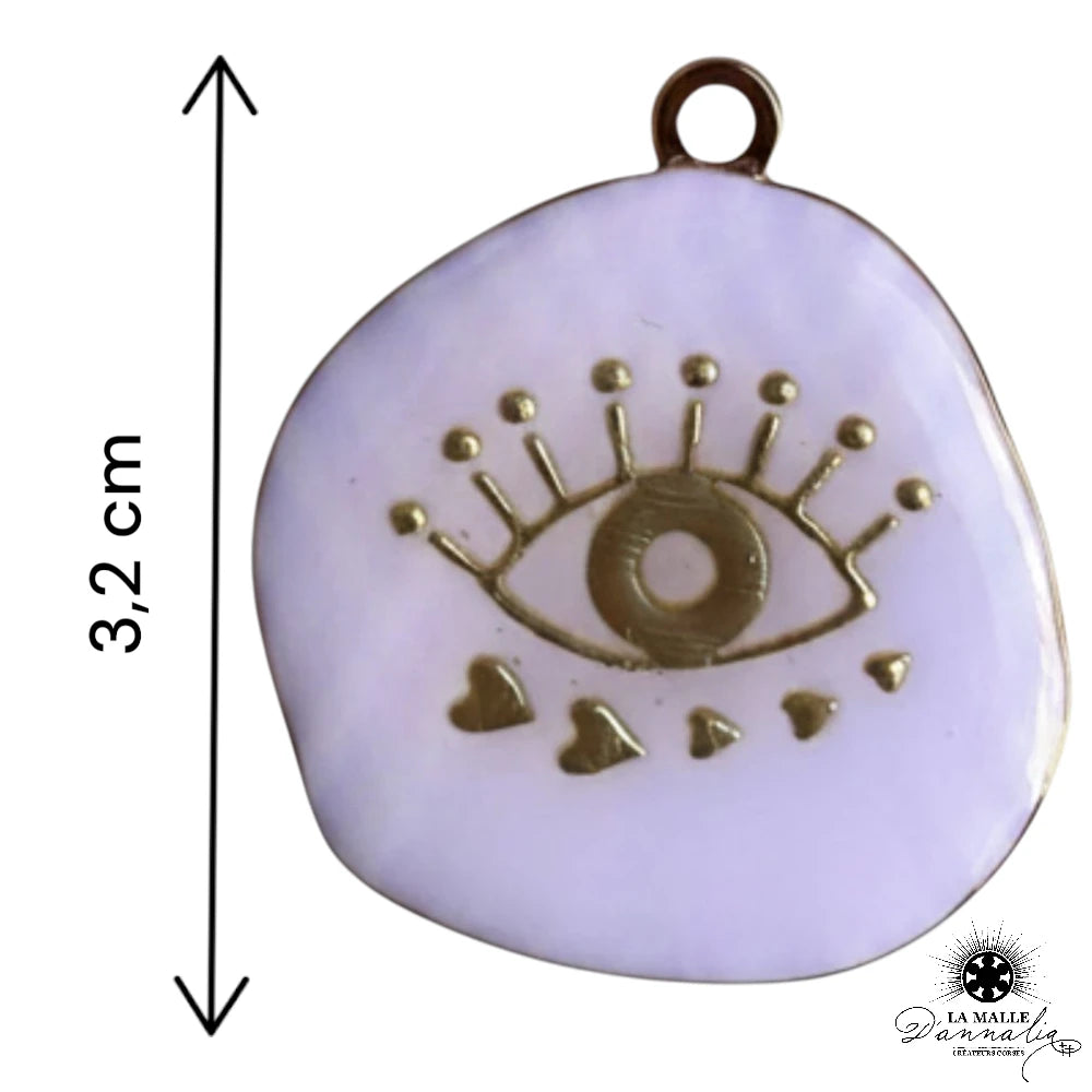 Breloque Grand Œil Blanc Rond — Charm Talisman 3,2 cm