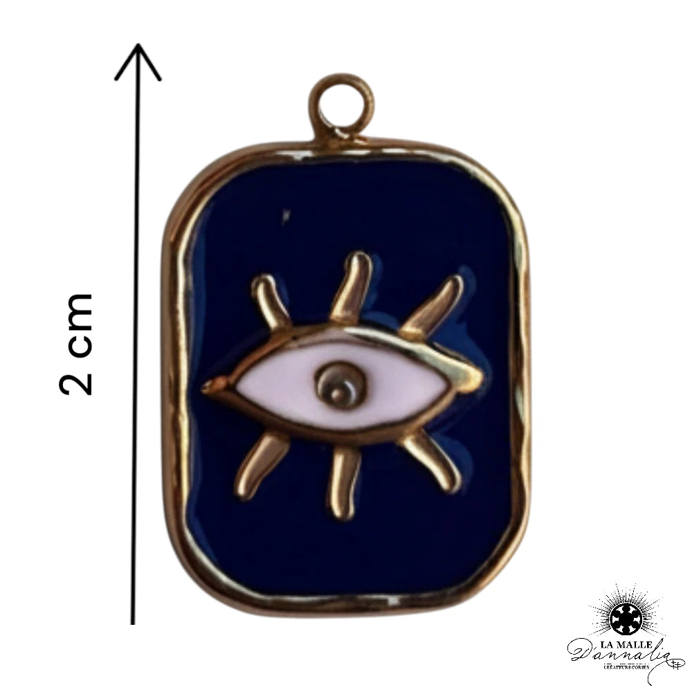 Breloque Amulette Œil Bleu Doré — Charm Talisman 2 cm