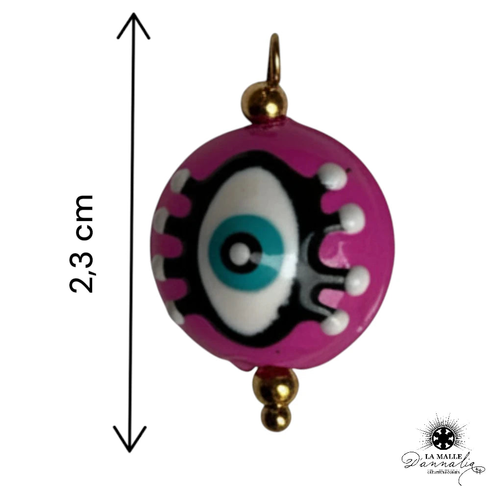 Breloque Petit Œil Rose — Charm Talisman Acier 2,3 cm