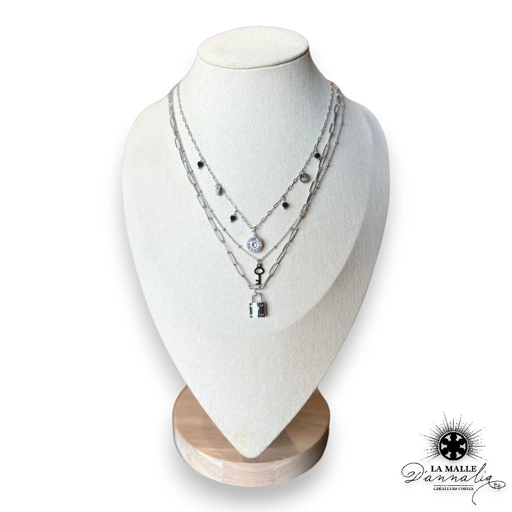 collier acier inoxydable cadena creation corse douille breloque argent lamalledannalia