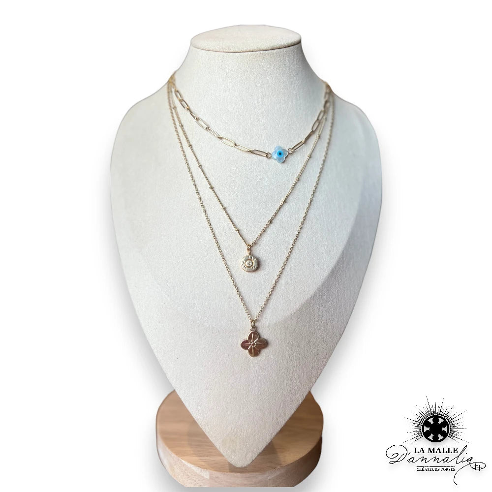 bijou croix acier inoxydable creation corse douille oeil croix bleu lamalledannalia