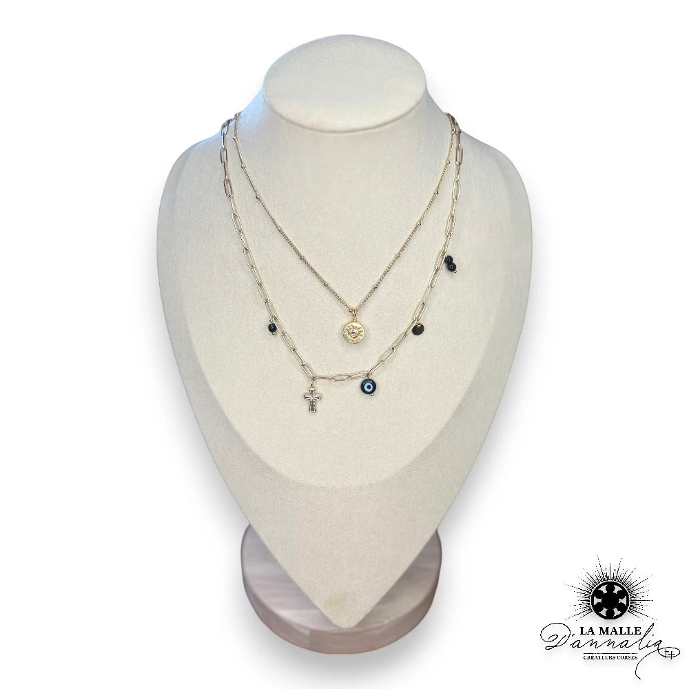 2 rang acier inoxydable creation corse douille oeil croix perle lamalledannalia