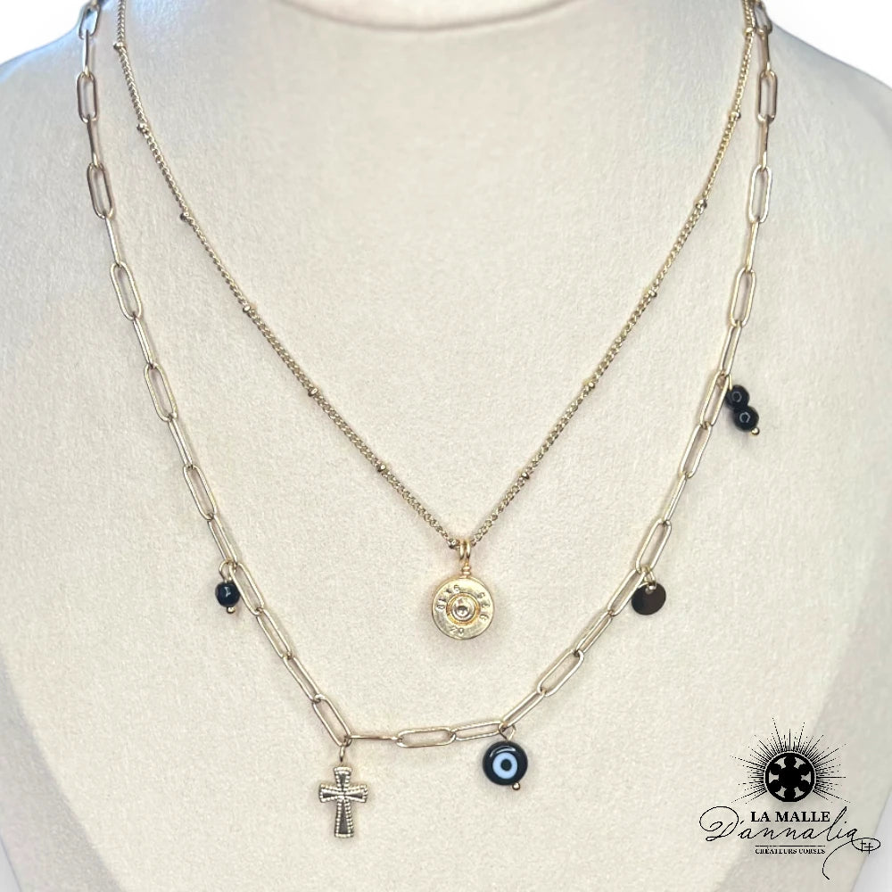 acier inoxydable creation corse douille oeil croix perle lamalledannalia