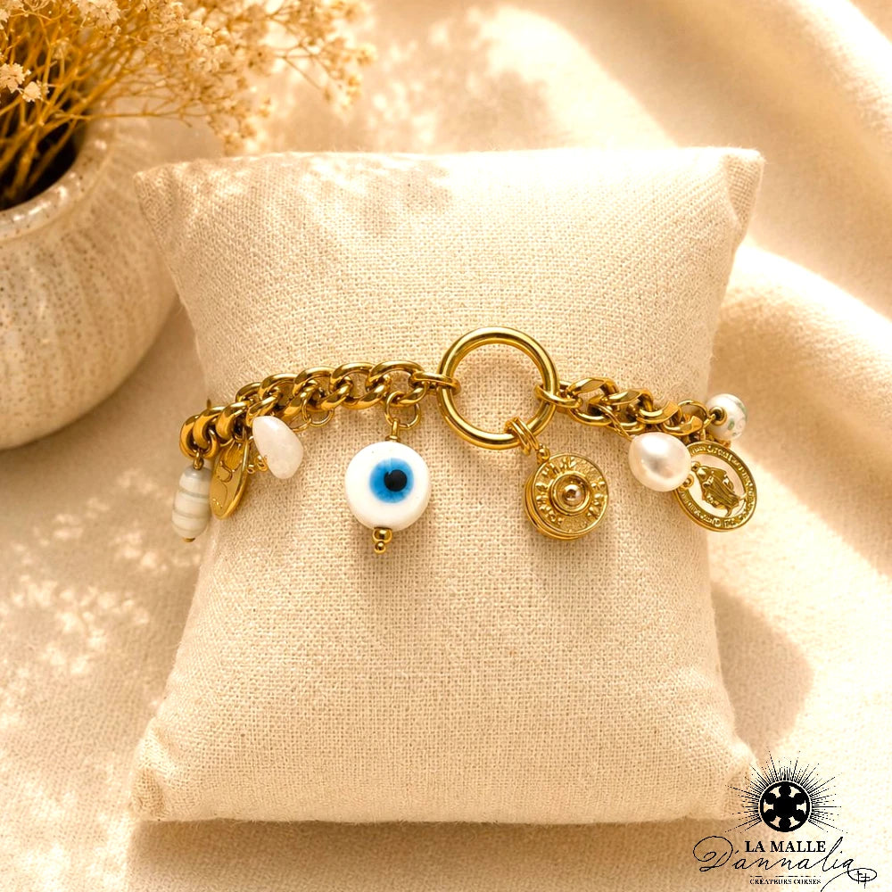 Bracelet Douille & Œil Protection — Charm Talisman Corse 4 Coloris