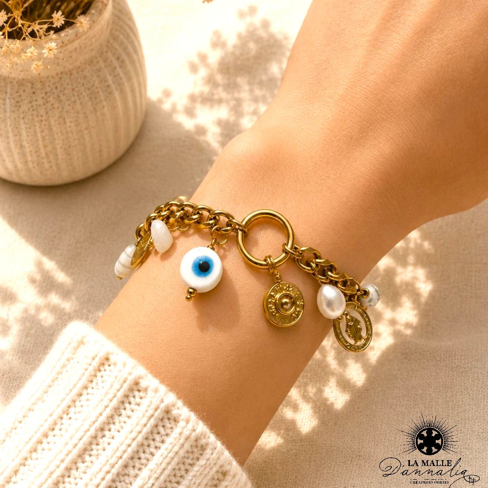 Bracelet Douille & Œil Protection — Charm Talisman Corse 4 Coloris