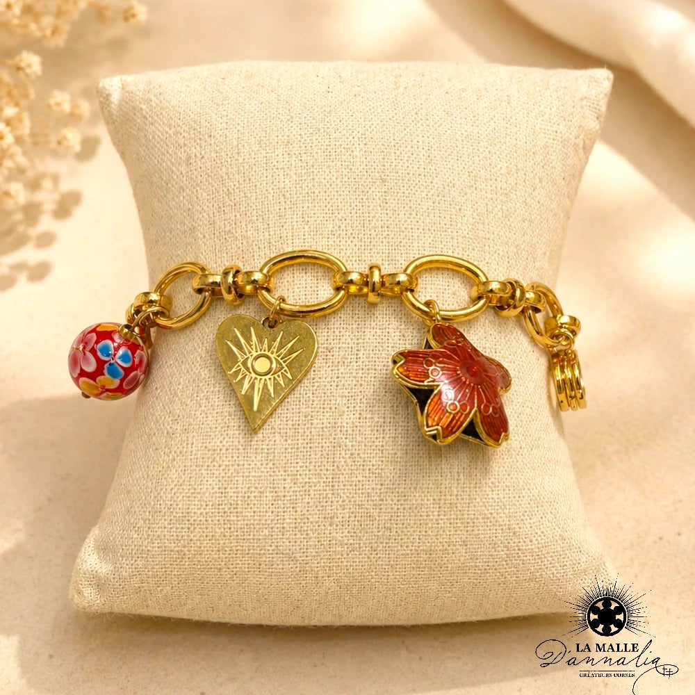 Bracelet Douille Rose Ex Voto — Bijou Symbolique Fait Main Corse