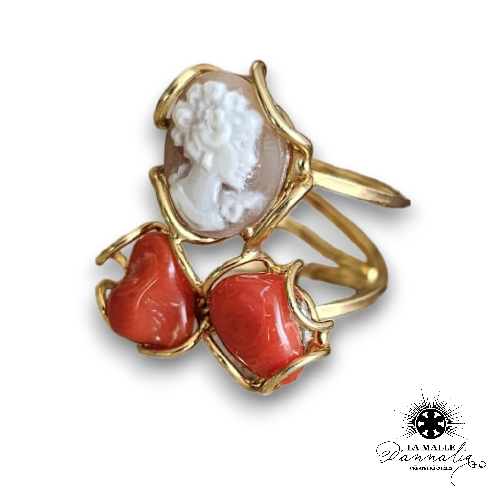 bague camee corail lamalledannalia
