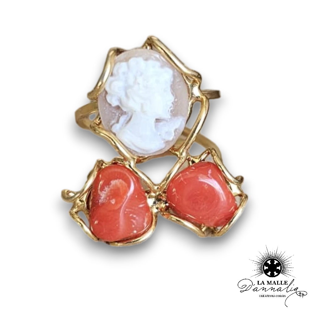 bague camee corail lamalledannalia
