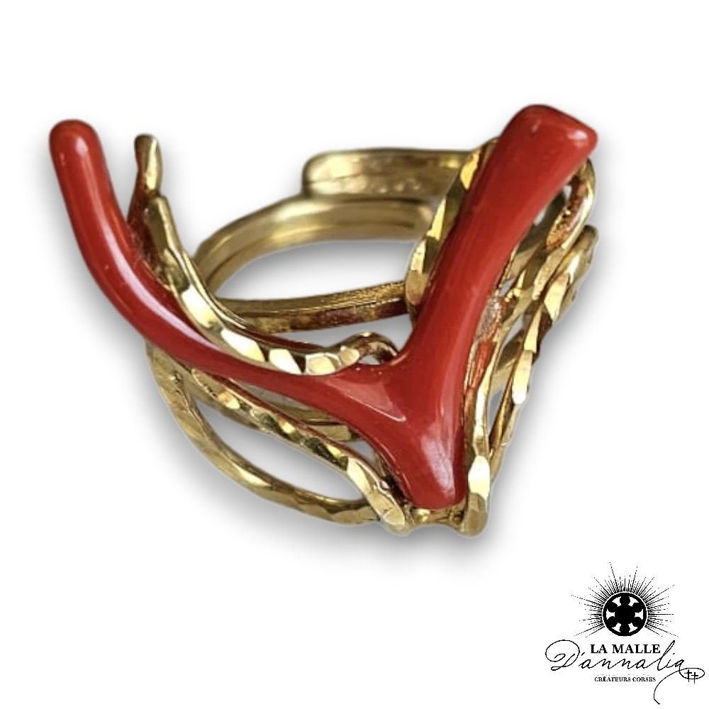 bague corail rouge lamalledannalia