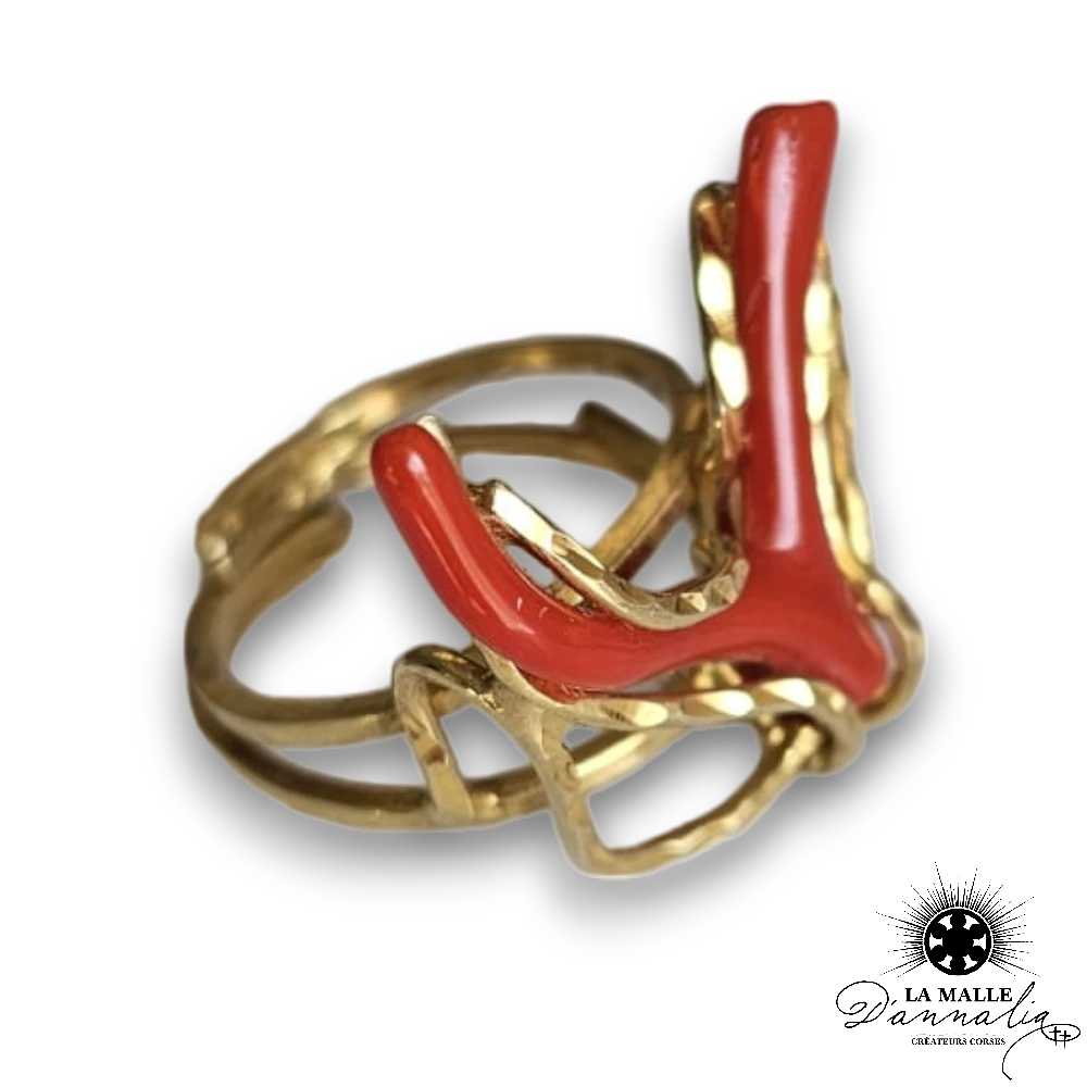 bague corail rouge lamalledannalia