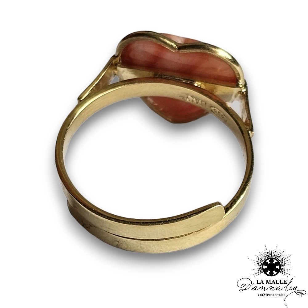 bague corail rose coeur lamalledannalia