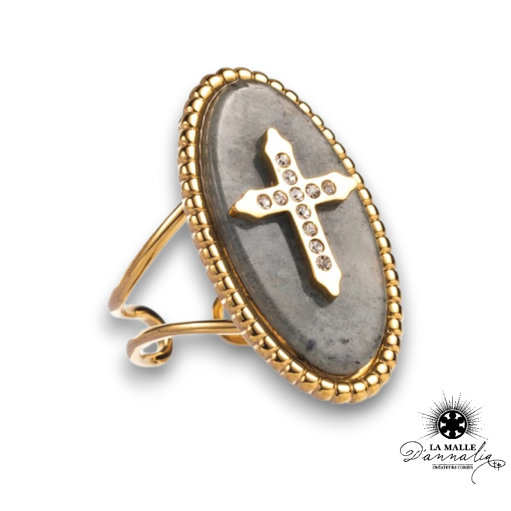 bijou 2024 bague gris croix acier inoxidable lamalledannalia