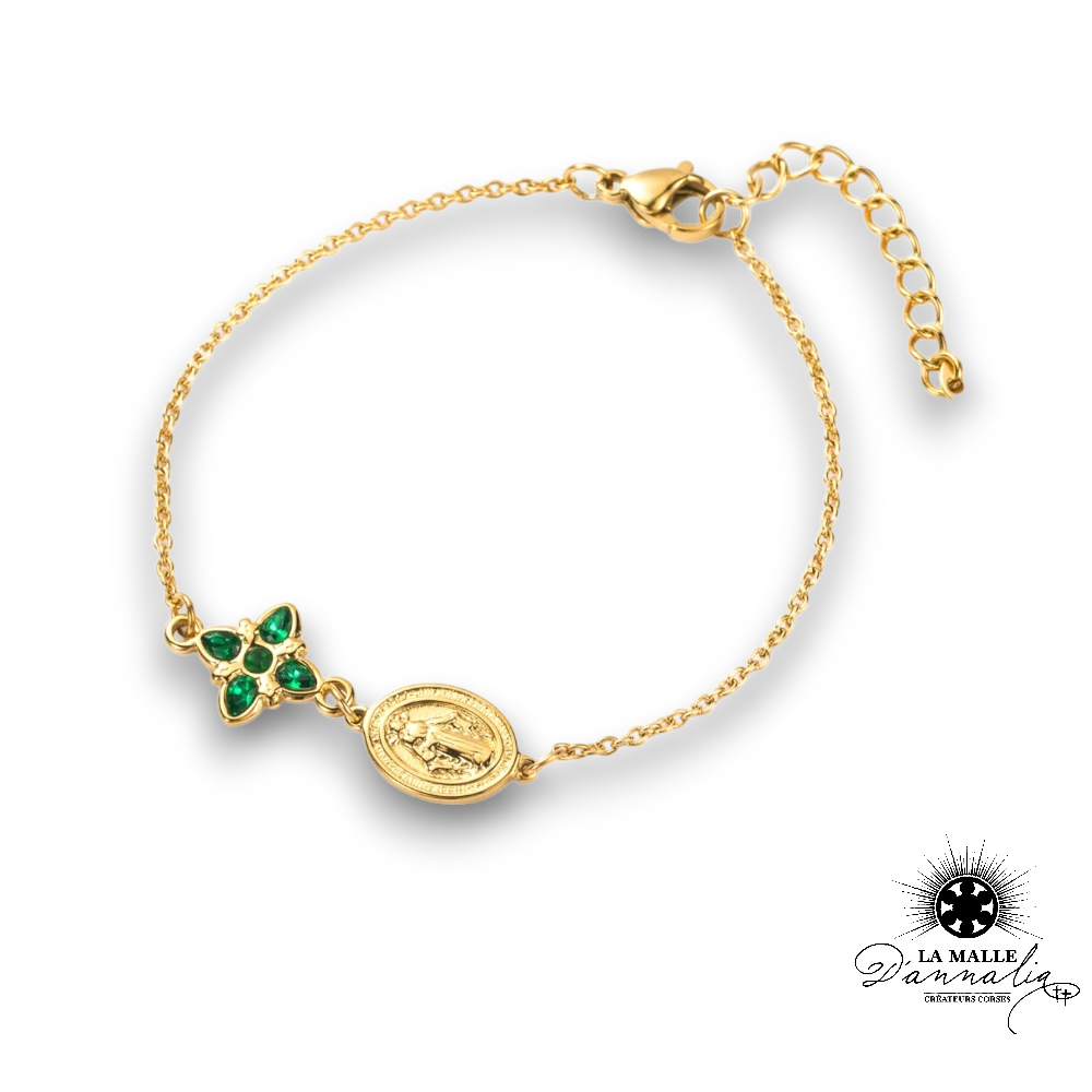 bijou 2024 bracelet dore vert vierge strass acier inoxydable lamalledannalia