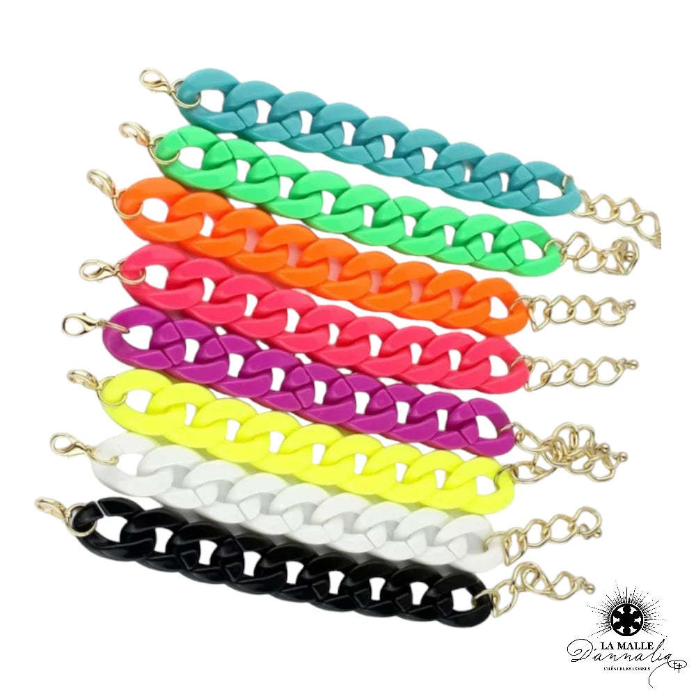bracelet grosse maille raisine coloré lamalledannalia