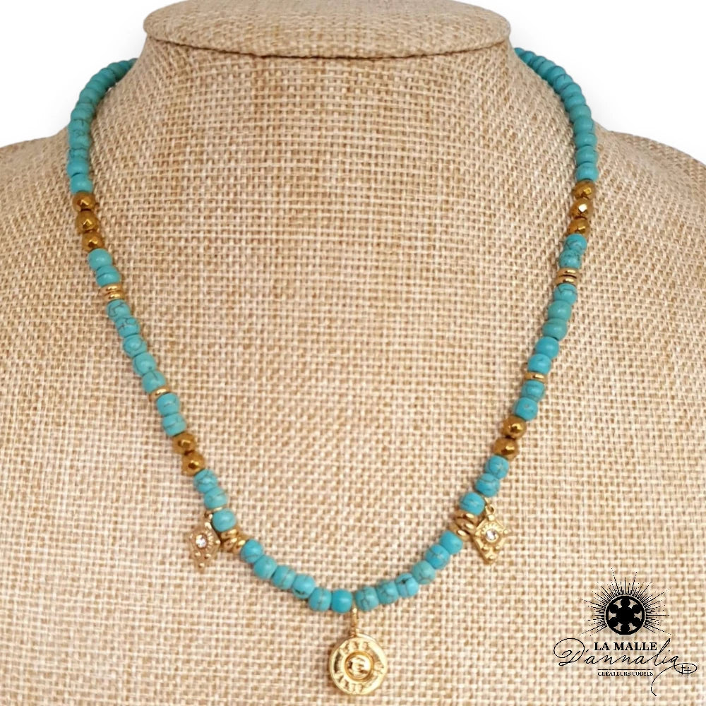 collier turquoise perle douille creation corse douille lamalledannalia