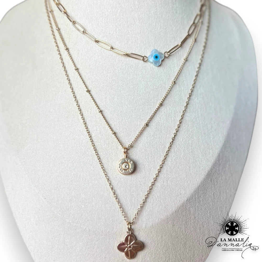 bijou acier inoxydable creation corse douille oeil croix bleu lamalledannalia