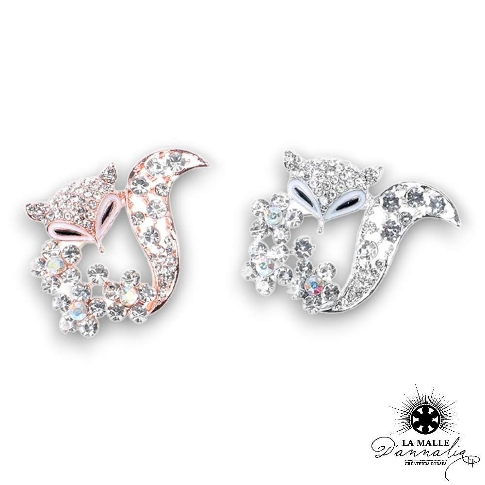 bijoux broche chat strass dore fin lamalledannalia
