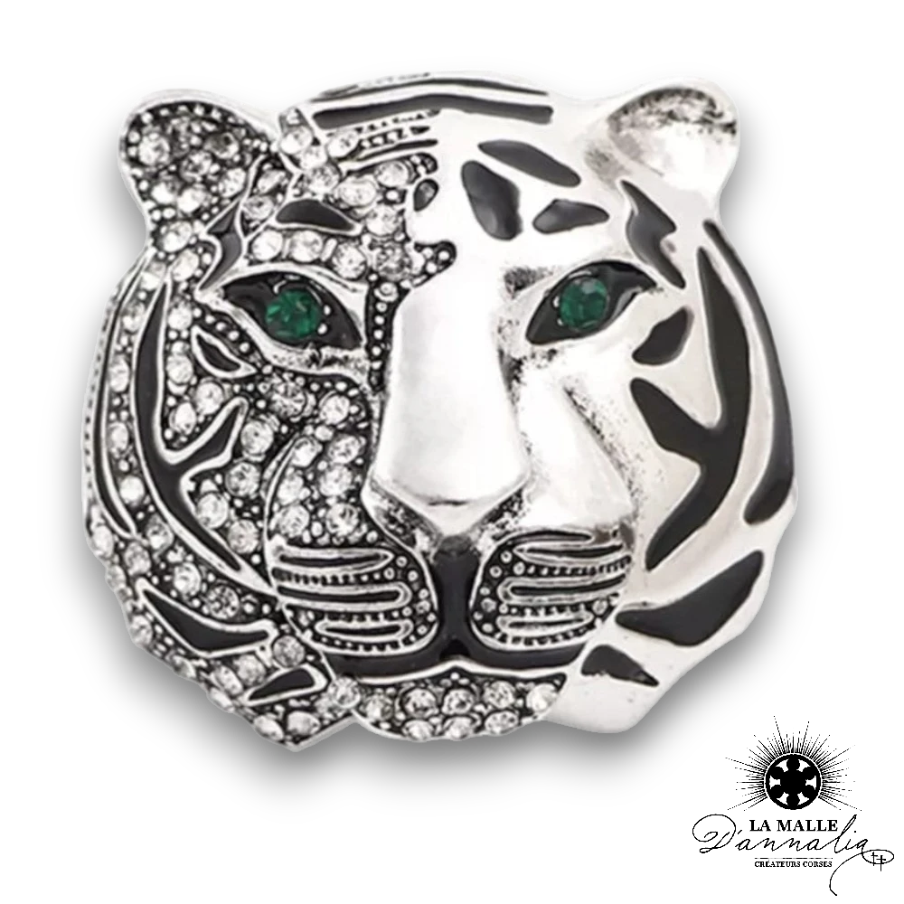 bijou broche tigre dore strass lamalledannalia