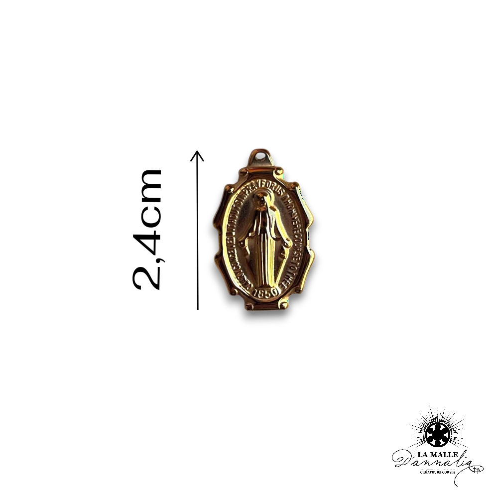 charm médaille miraculeuse dorée Vierge Marie acier inoxydable bijou personnalisé La Malle d'Annalia