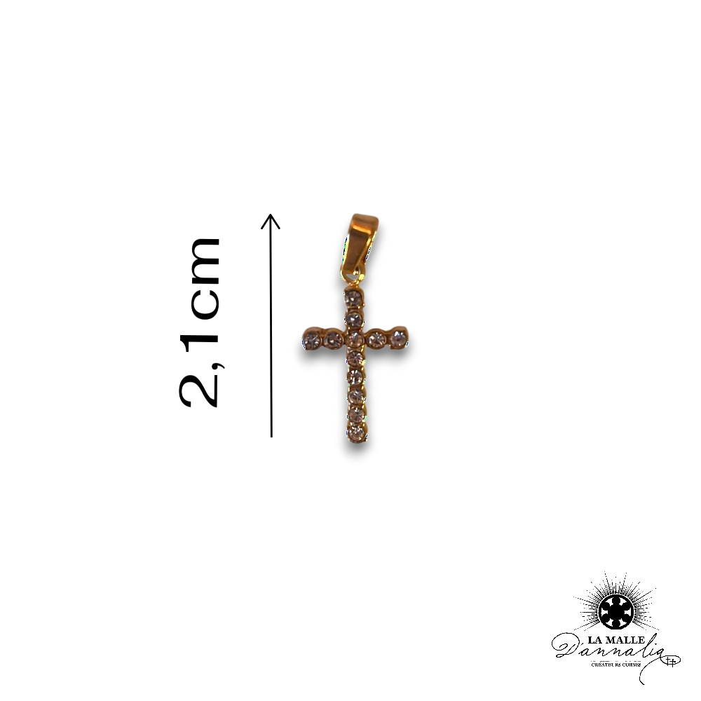 charm croix strass dorée acier inoxydable bijou personnalisé foi La Malle d'Annalia Bastia
