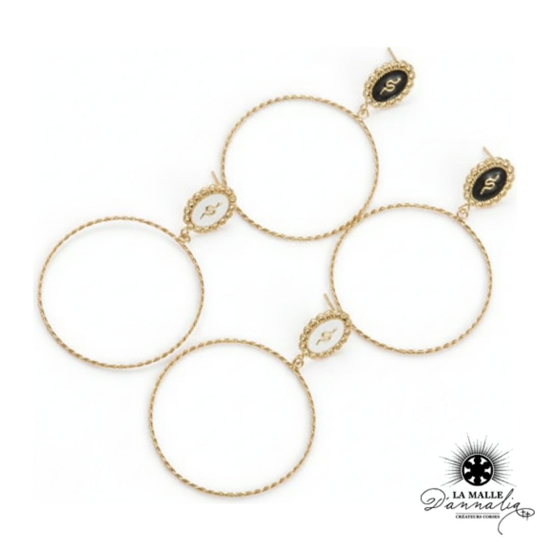 Boucles d'Oreilles Serpent Dorées Acier inoxydable symbole universel de puissance