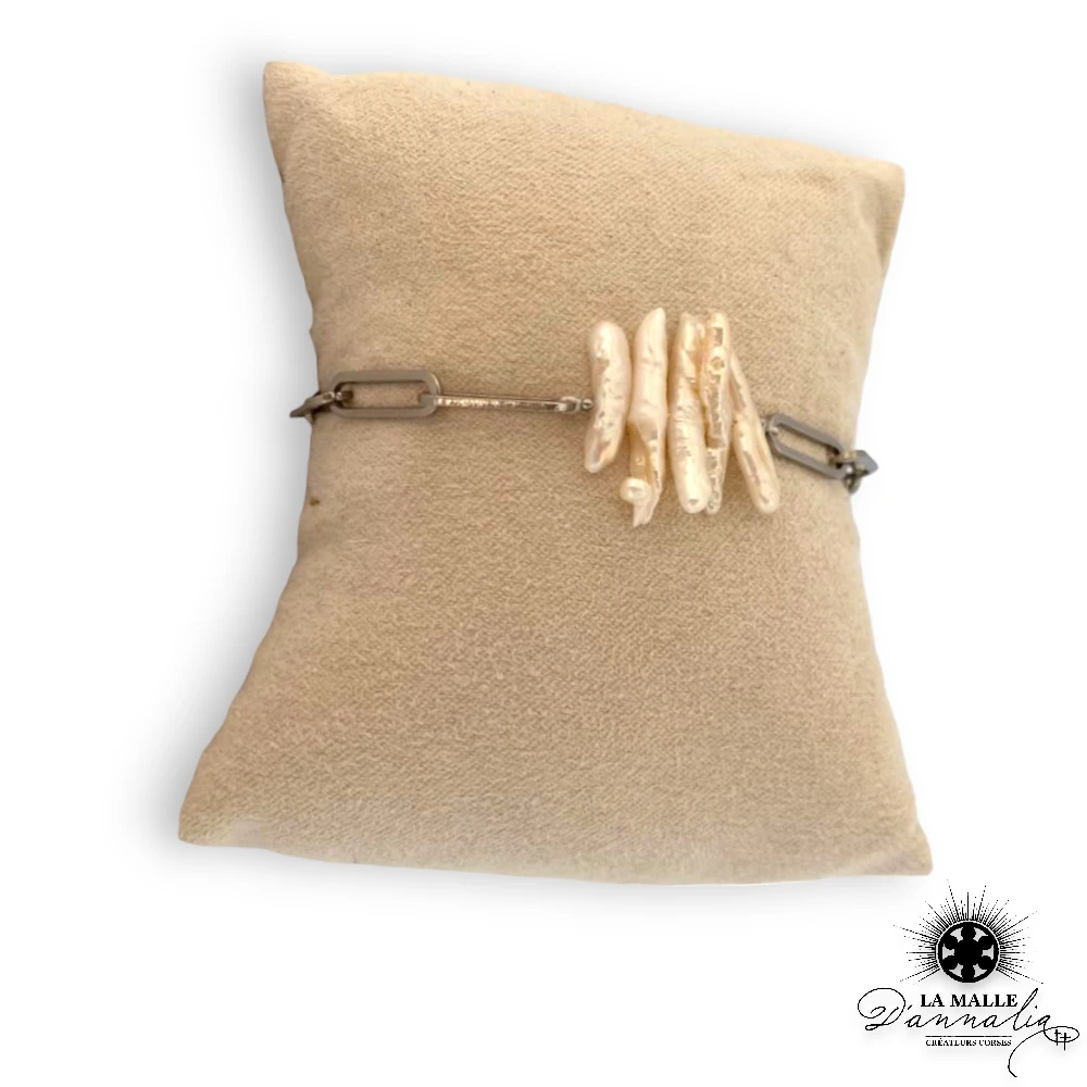 bracelet acier inoxydable nacre lamalledannalia