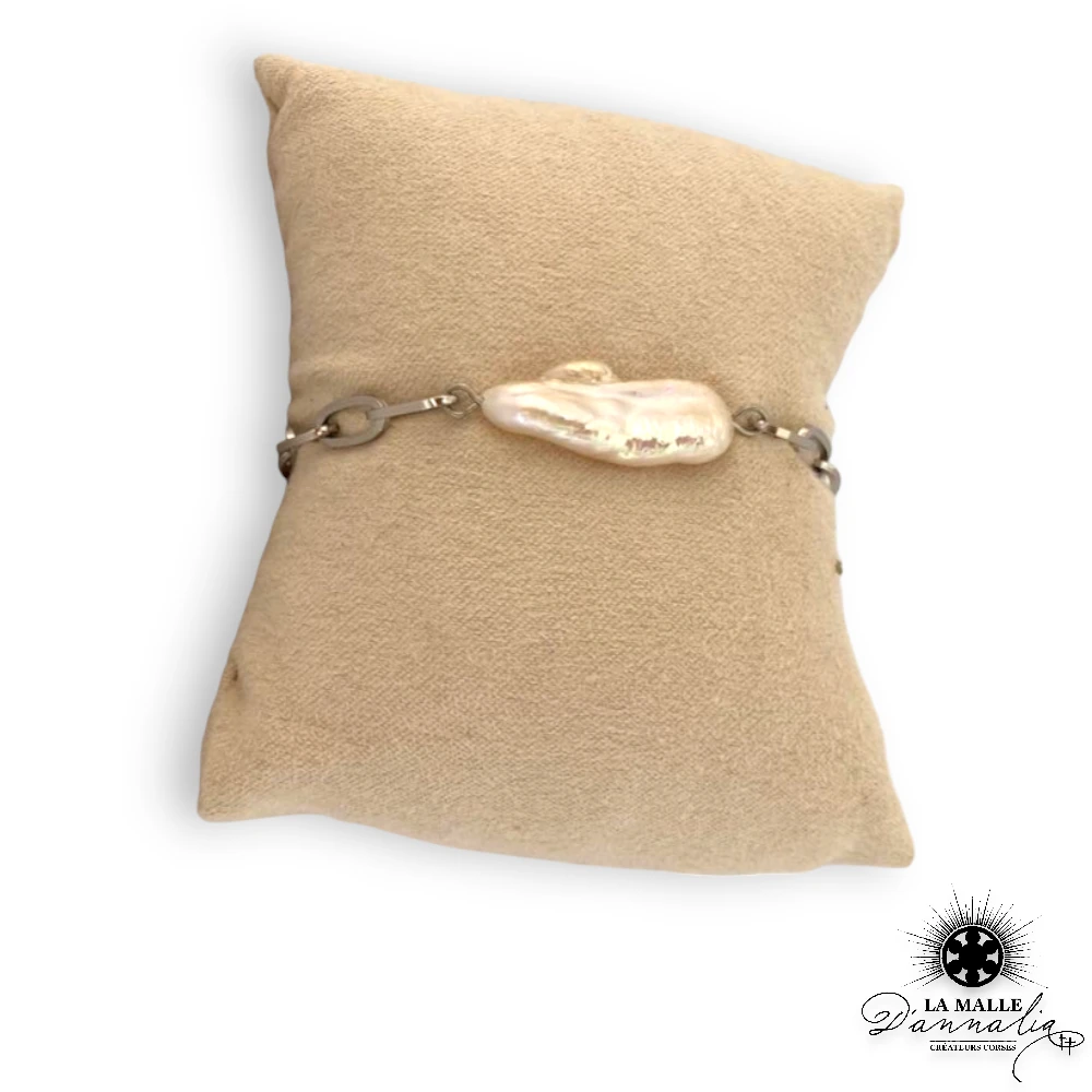 bracelet acier inoxydable perle eau lamalledannalia