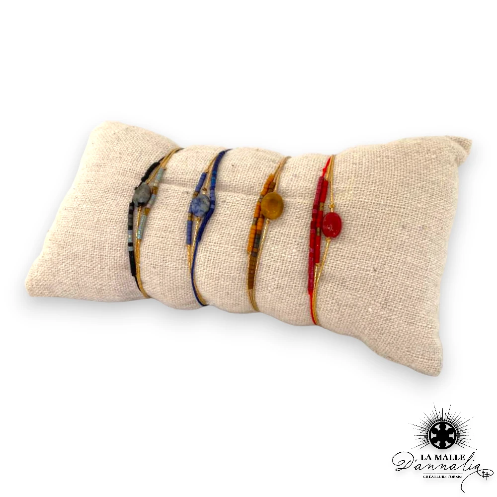 Bracelet multirang en perle et pierre acier inoxydable