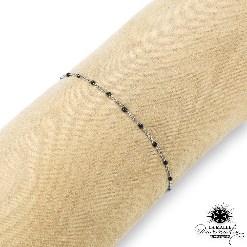 bracelet acier inoxydable raisine fin noir lamalledannalia