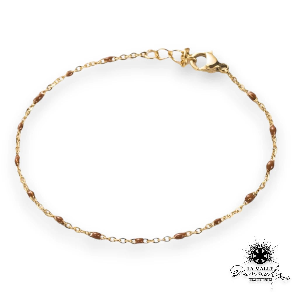 bracelet acier inoxydable raisine fin marron lamalledannalia