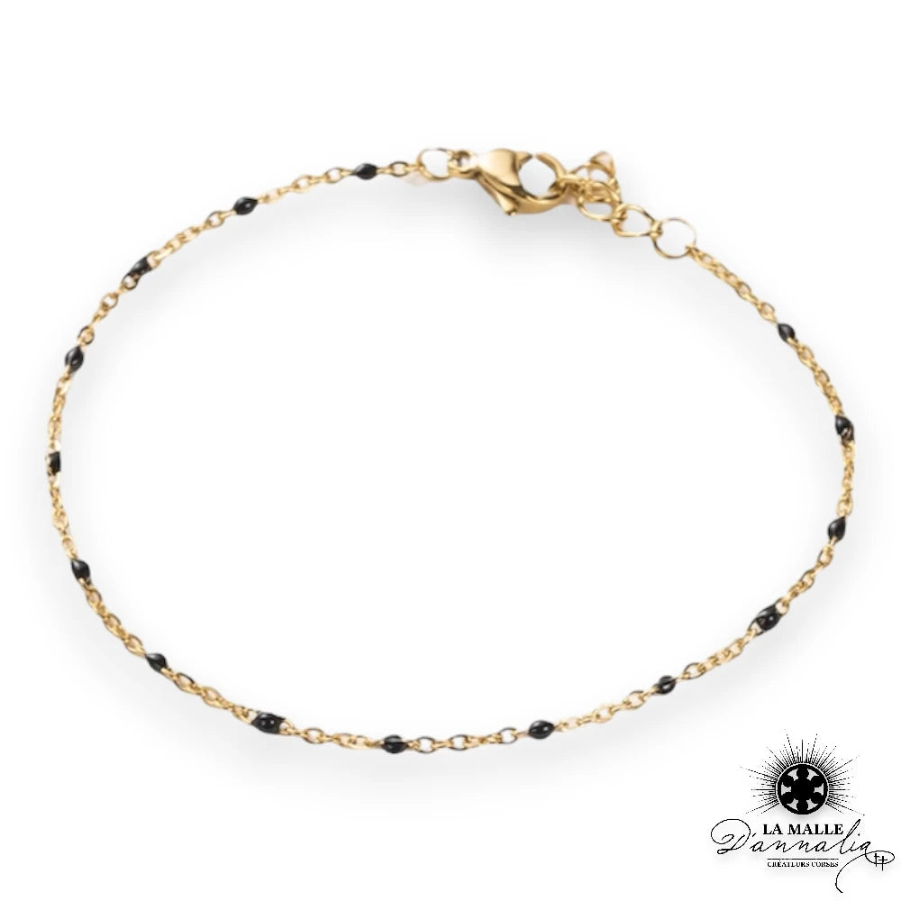 bracelet acier inoxydable raisine fin noir lamalledannalia