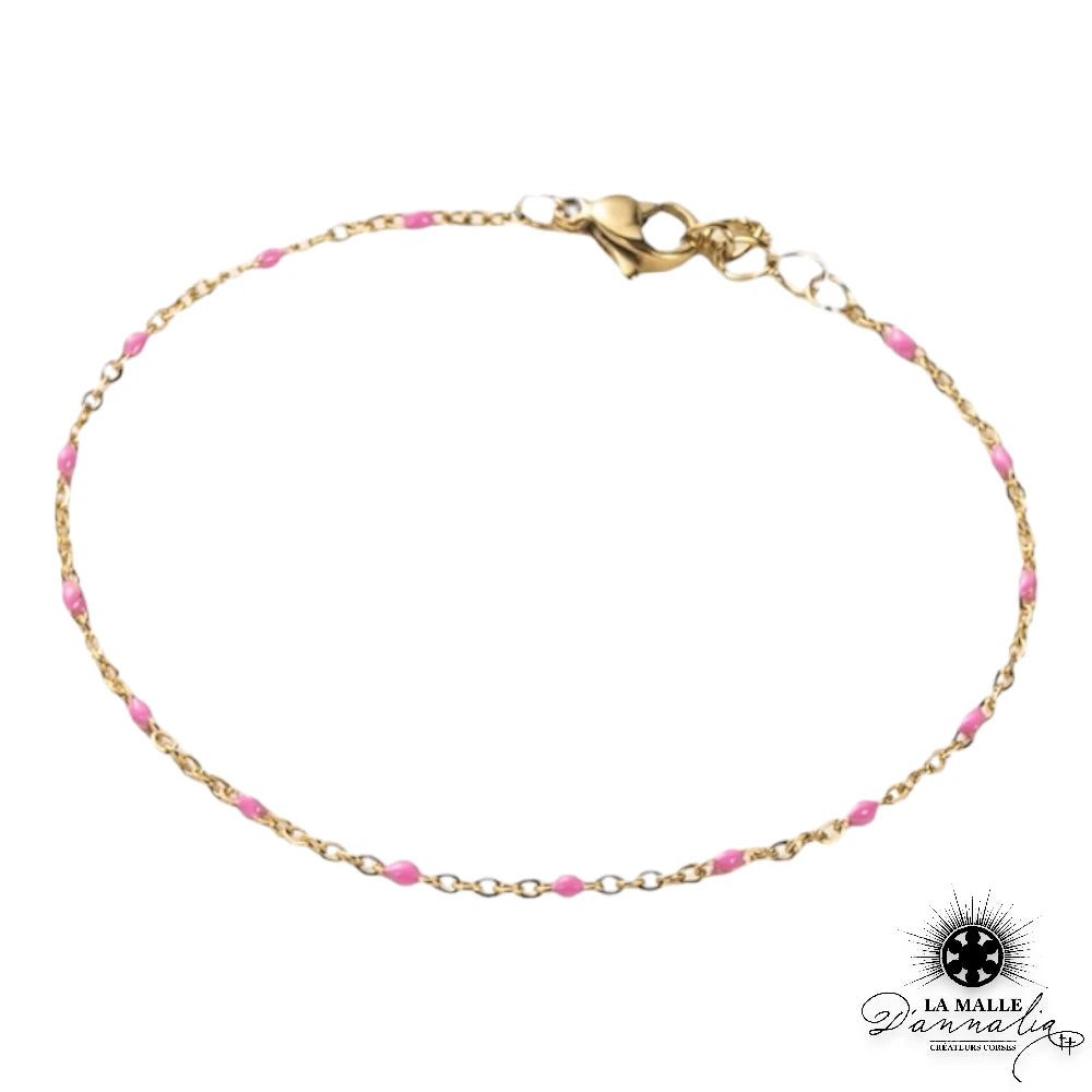 bracelet acier inoxydable raisine fin rose lamalledannalia